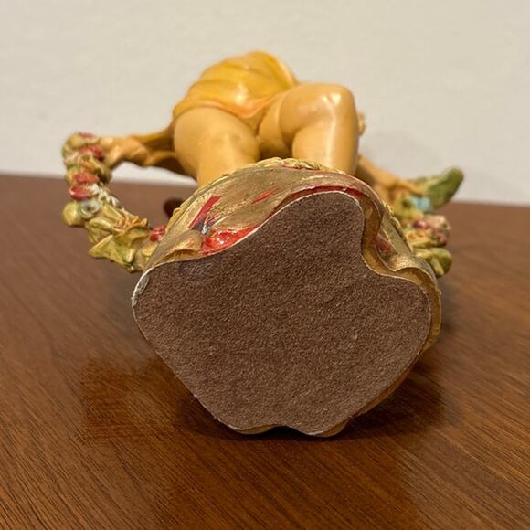 Vintage Cherub Angel Figurine with Floral Garland Italian Made Holiday Decor - Picture 9 of 9